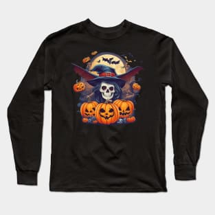 witch skull Halloween Long Sleeve T-Shirt